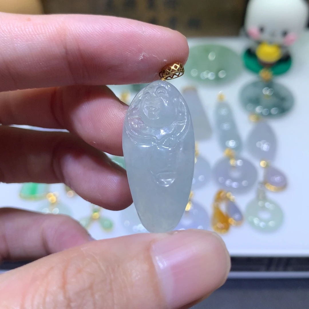 翡翠18K金镶嵌吊坠(不含链)