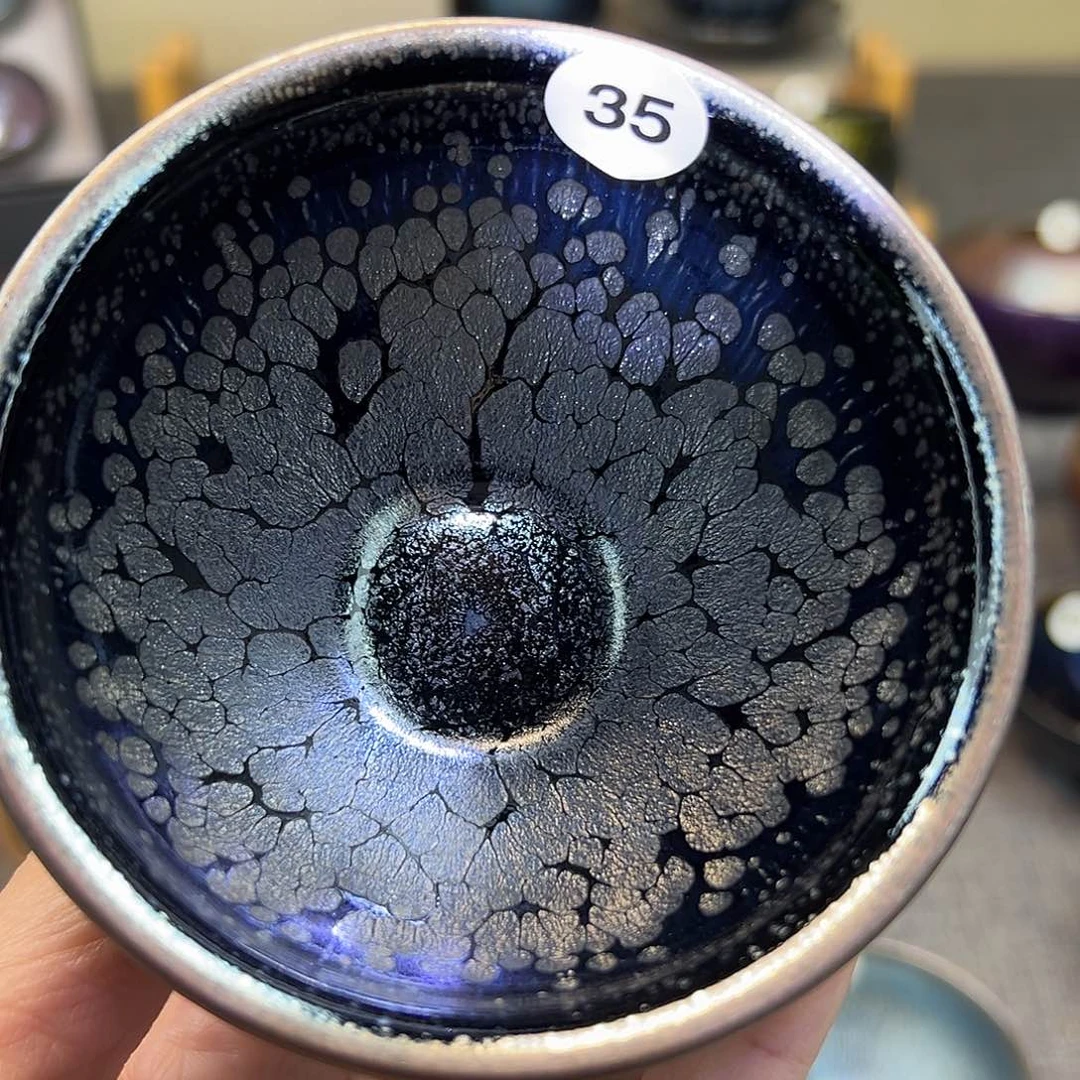 茶盏黑牡丹束口手工