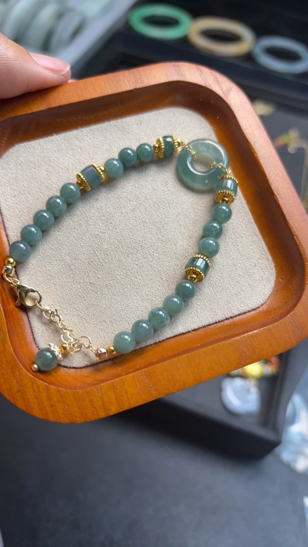 天然翡翠平安扣手串珠串