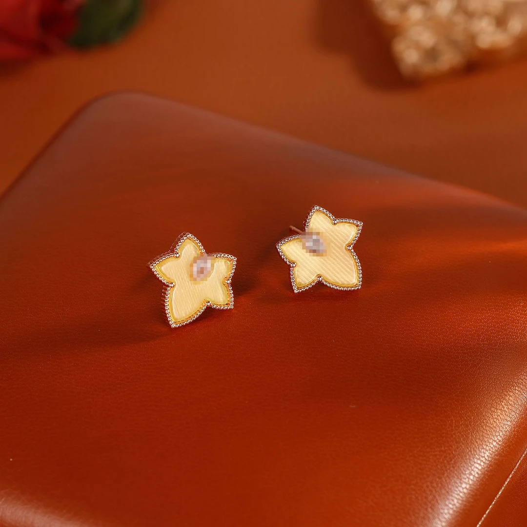 合金耳饰 【5663】高版本常青藤黄枫叶耳钉气质耳饰女精致耳环