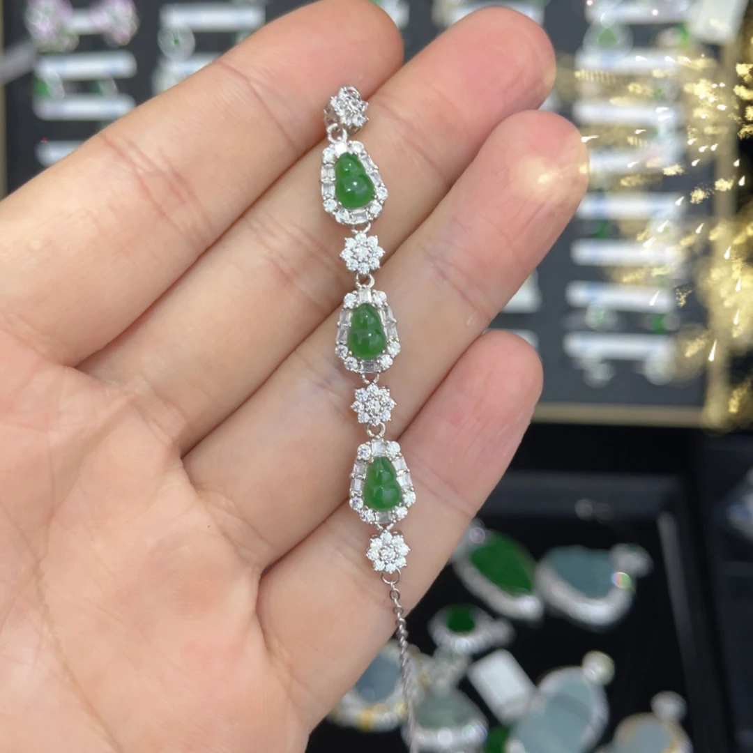 翡翠戒指银S925镶嵌翡翠手链