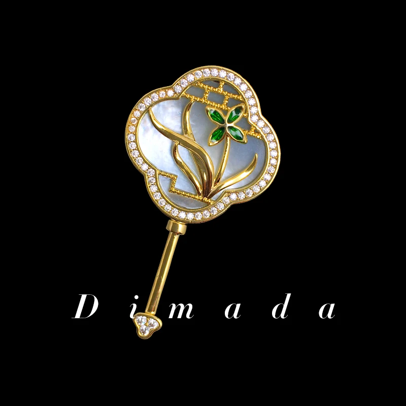 铜合金贝壳胸针 d1219兰花扇形胸针女高档精致时尚气质胸花别针
