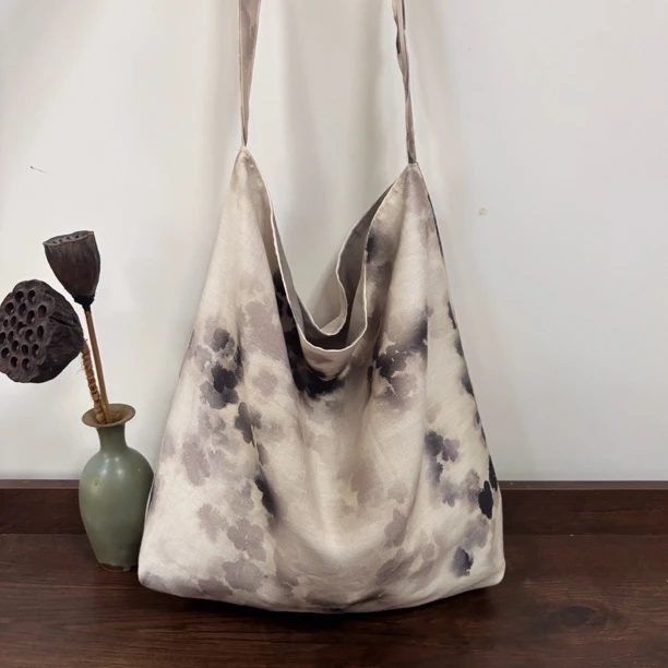 【手工不易，No退换】托特包慵懒磁扣单根单肩包文艺扎染刺绣新中式