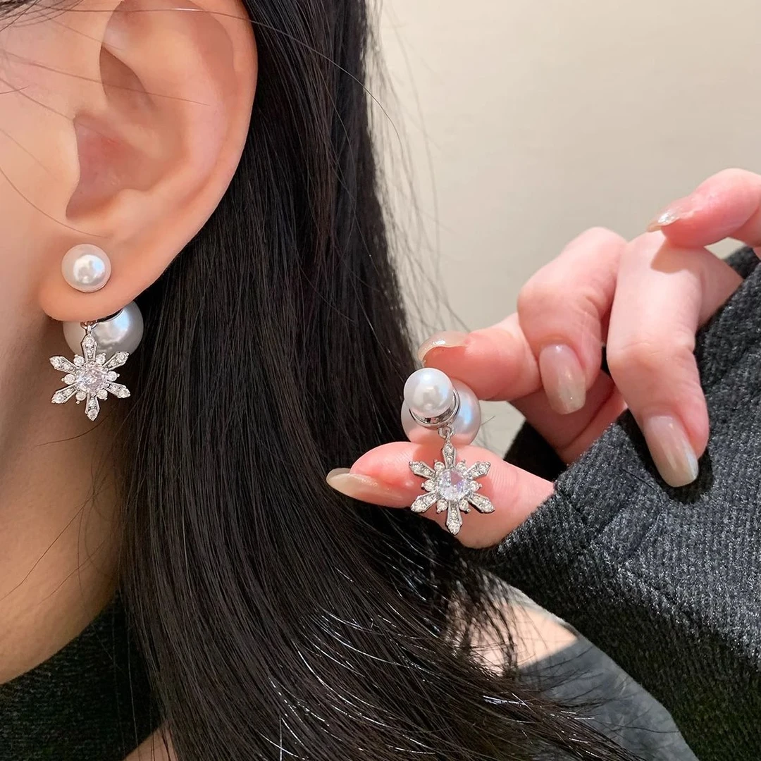冬日恋歌|后挂式雪花耳钉耳饰女高级感绝美耳环耳饰