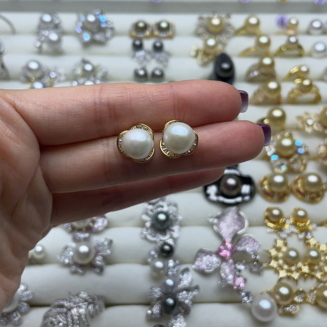 耳饰淡水珍珠银S925镶嵌