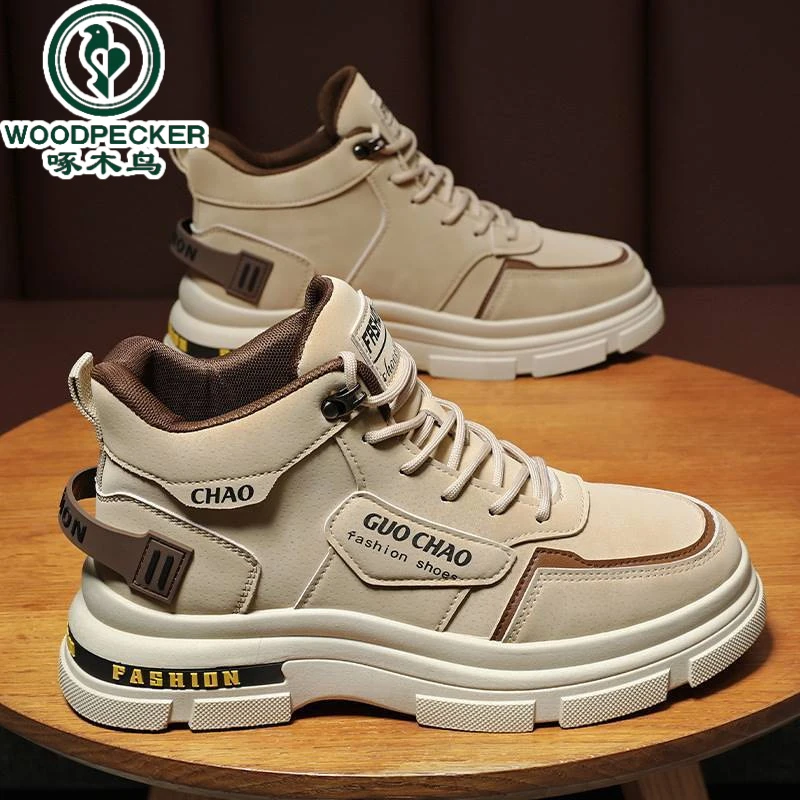 【正品】啄木鸟男鞋工作防水登山工装马丁潮鞋鞋子马丁靴男士