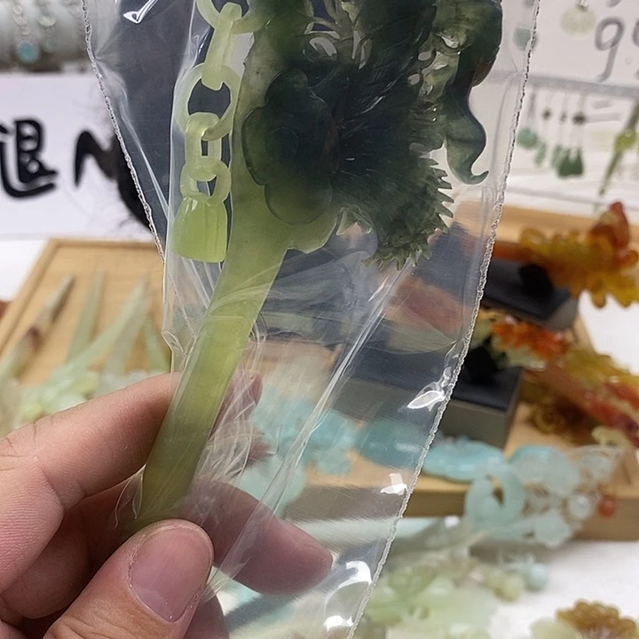 合金蛇纹石玉发饰L***笙