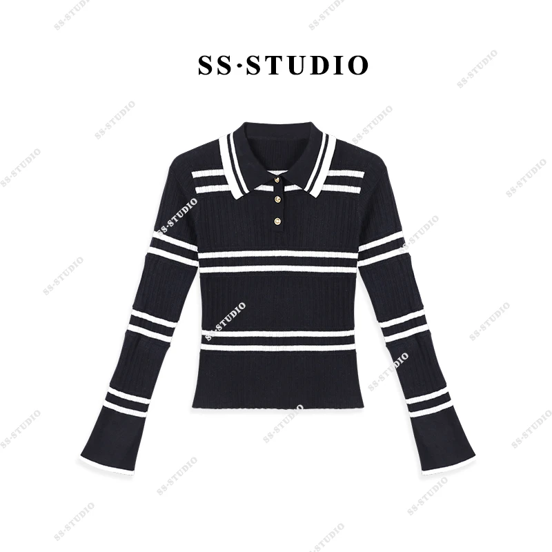 【SUSU】早春款简约气质POLO领针织衫时尚休闲百搭打底上衣SS-9962