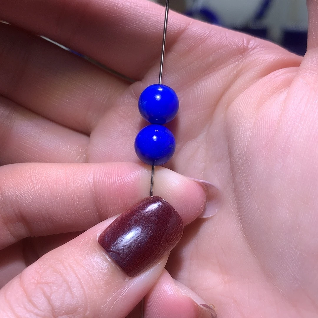 青金石未镶嵌天然原矿单圆珠9.2m