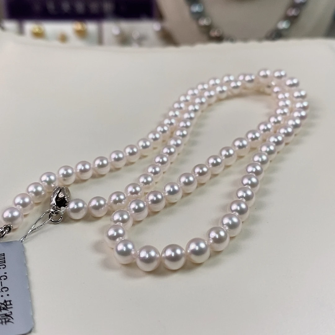 银S925镶嵌海水珍珠项链5-5.5m日本海水珍珠项链（天女品质）