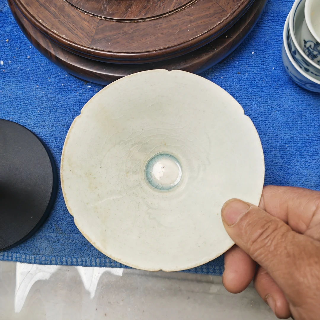 汝窑茶具斗笠杯天青色冰裂纹手工茶盏