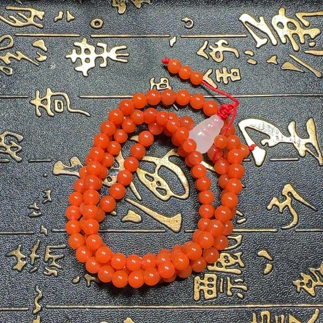 未镶嵌保山杨柳大黑洞108卡5+南红玛瑙