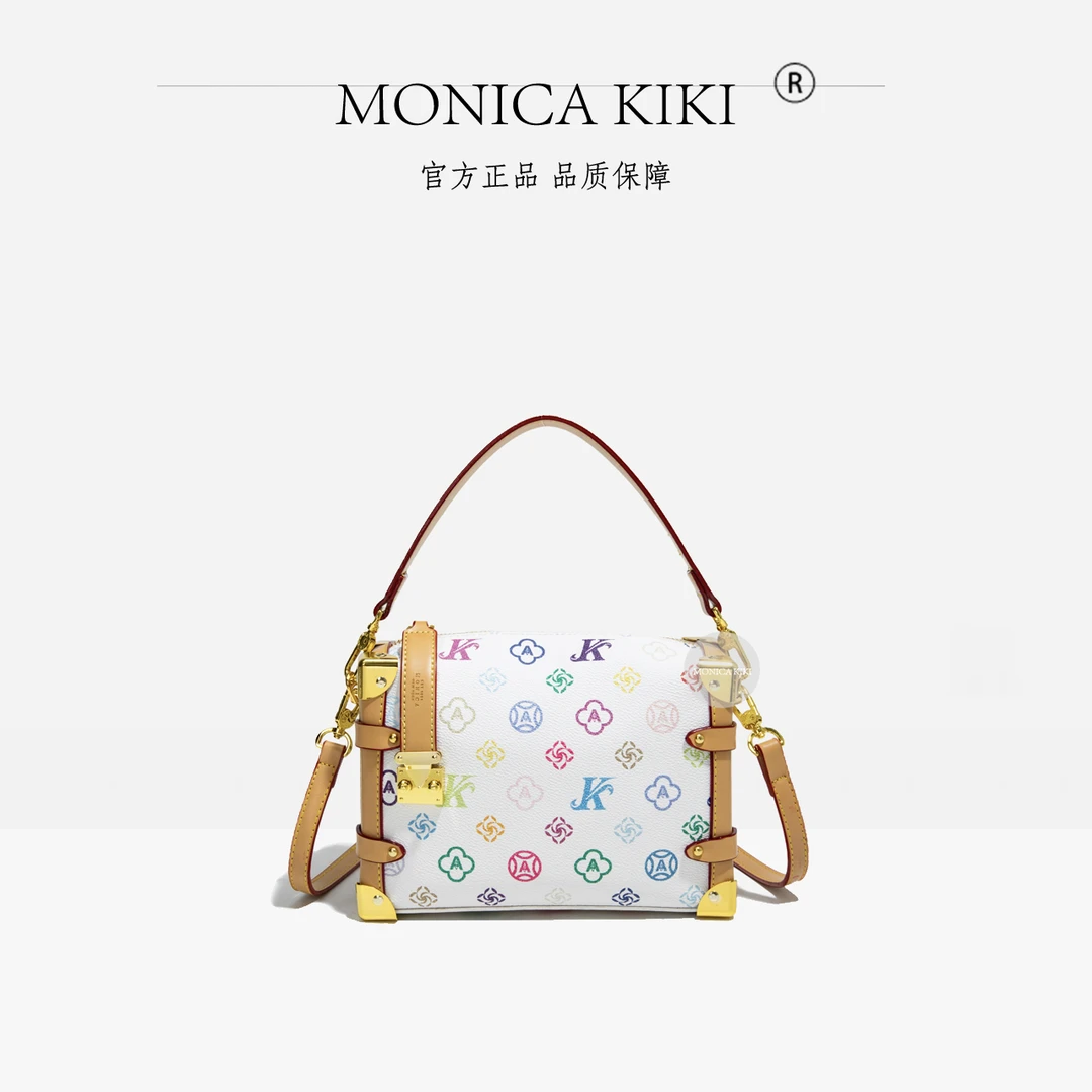MONICA KIKI/莫妮卡奇奇盒子包女2025新款时尚三彩印花气质单肩包