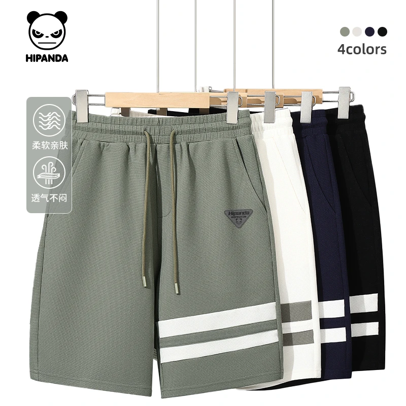 HiPanda美式两杠设计感短裤男生夏季宽松运动风直筒裤男款五分裤