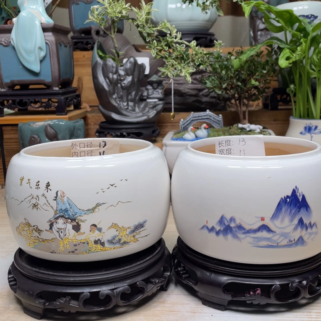 紫砂茶杯陶瓷艺术花盆陶瓷