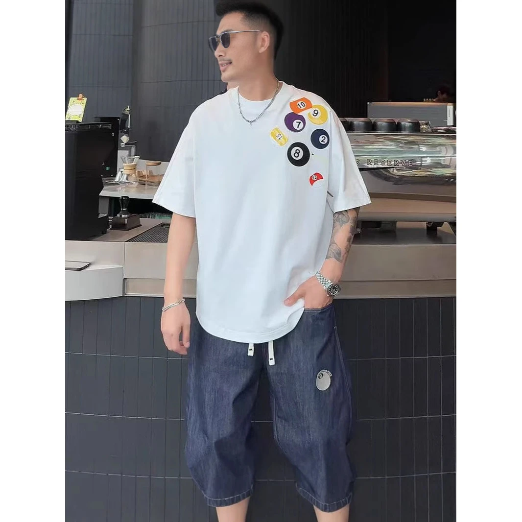 2025G家台球短袖T恤3D漆面设计元素夏季休闲宽松潮流圆领半袖