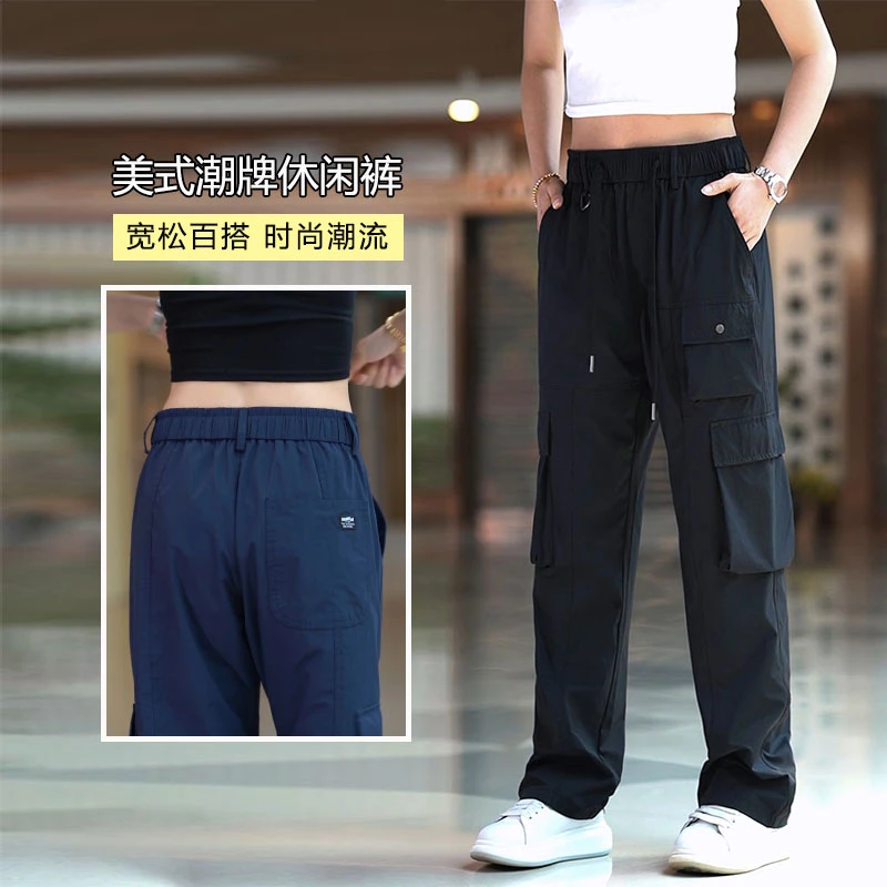 夏季新款日系复古休闲裤男美式潮牌高街直筒宽松多口袋机能工装裤