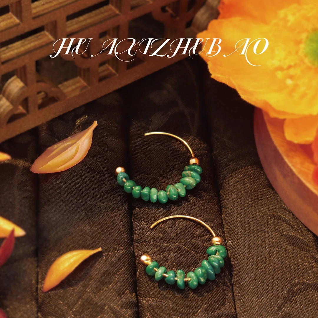 【星望珠宝】绿松石菜籽黄耳环耳饰TMSR02-3