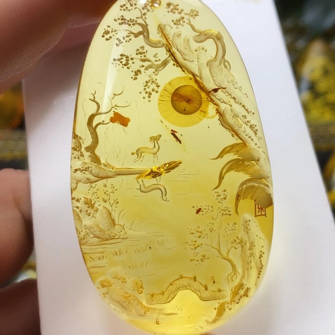 琥珀（花珀）未镶嵌吊坠(不含链)