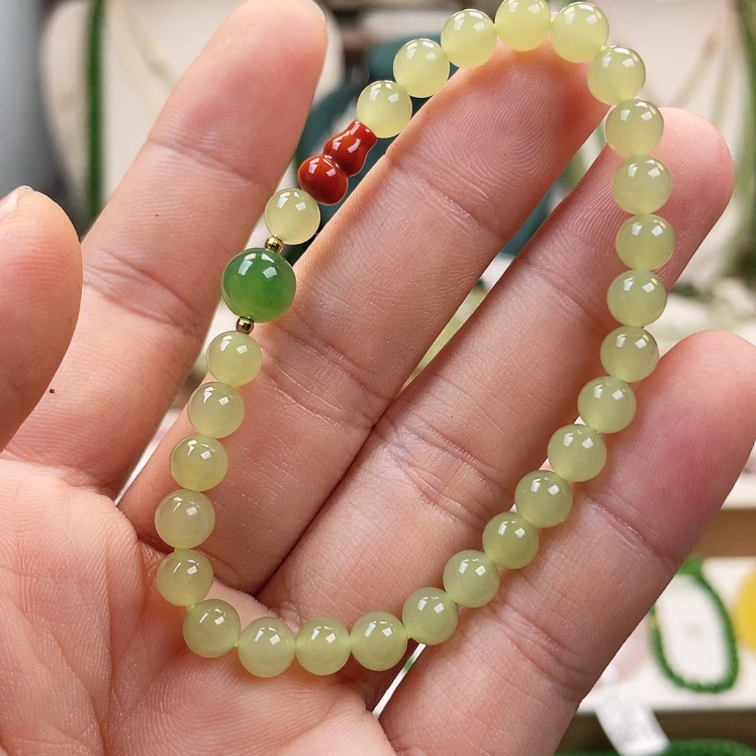 18K金镶嵌手链和田玉6