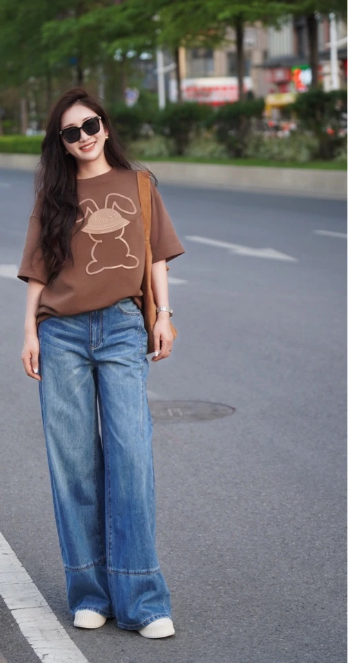 华家曼商场同款直筒裤水洗牛仔裤