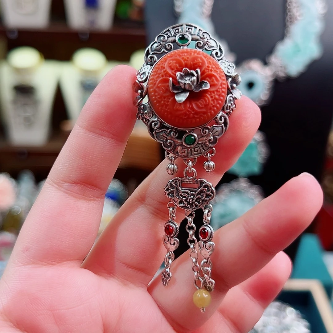 银S925镶嵌玛瑙戒指/指环国风