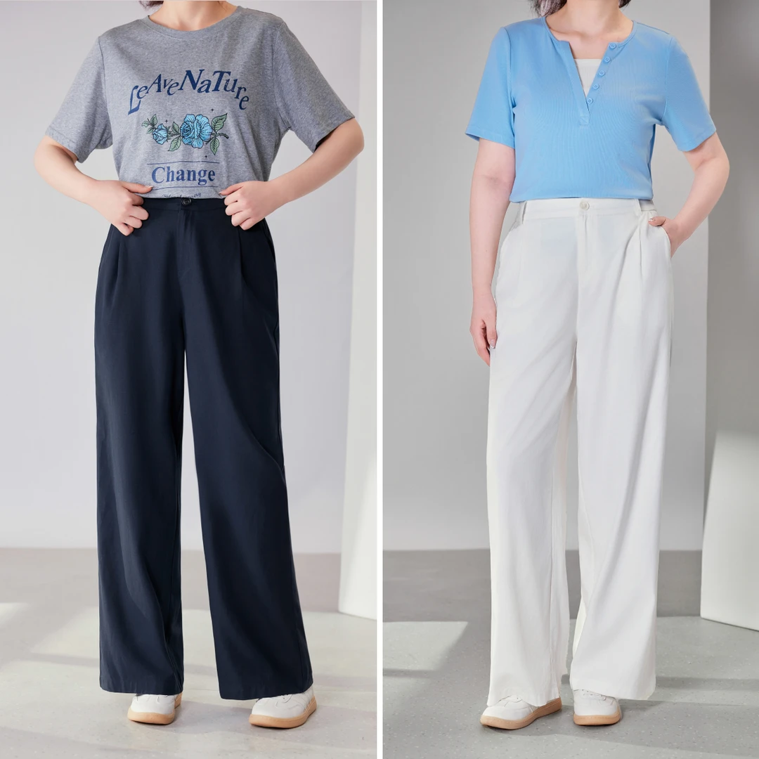 【天丝棉】MsShe大码女装薄款显瘦宽松加长阔腿裤子B2505009