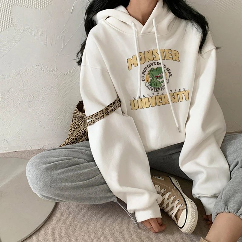 休闲百搭连帽宽松加绒加厚ins韩版春秋秋冬长袖薄款女装慵懒风