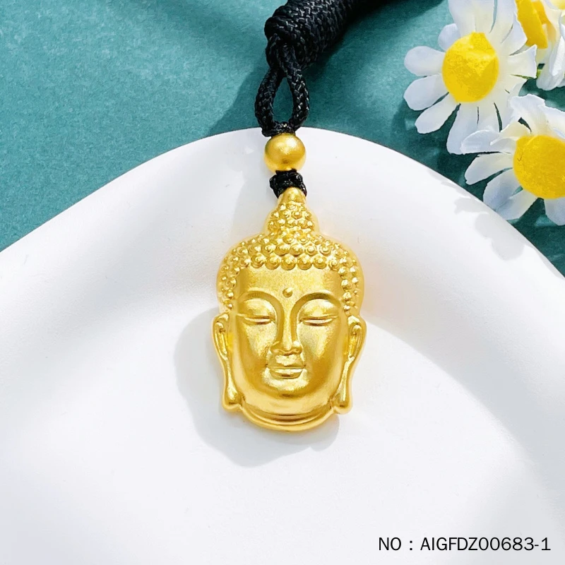 古法空心油压挂绳福运绵长福字佛头吊坠AIGFDZ00683-1