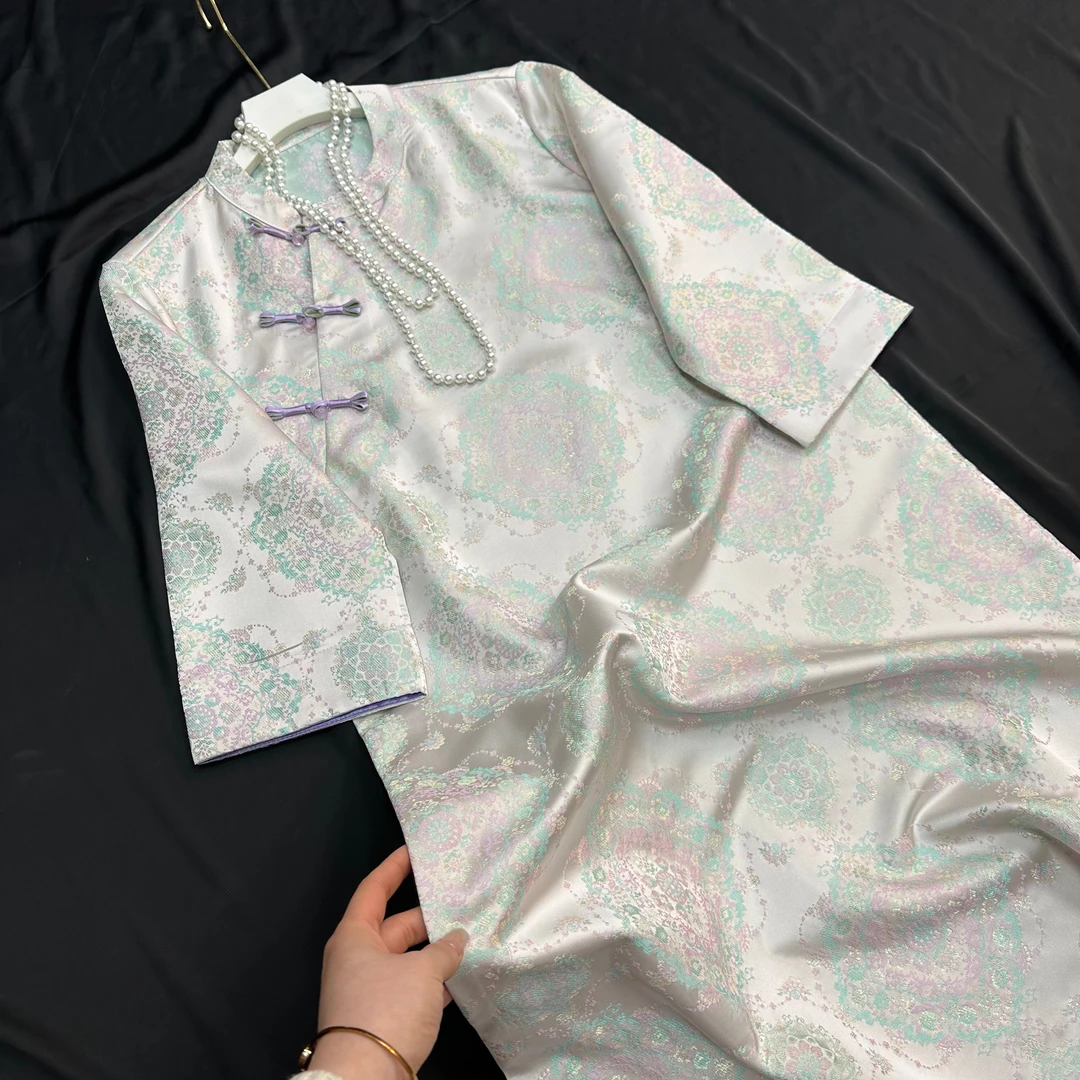 2928《清鸢》常熟春夏新款新中式国风复古气质重工中长款连衣裙