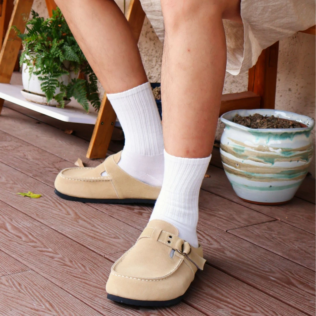 文艺复古拼色纯色增高休闲包头拖复古舒适老钱风手工穆勒半拖鞋