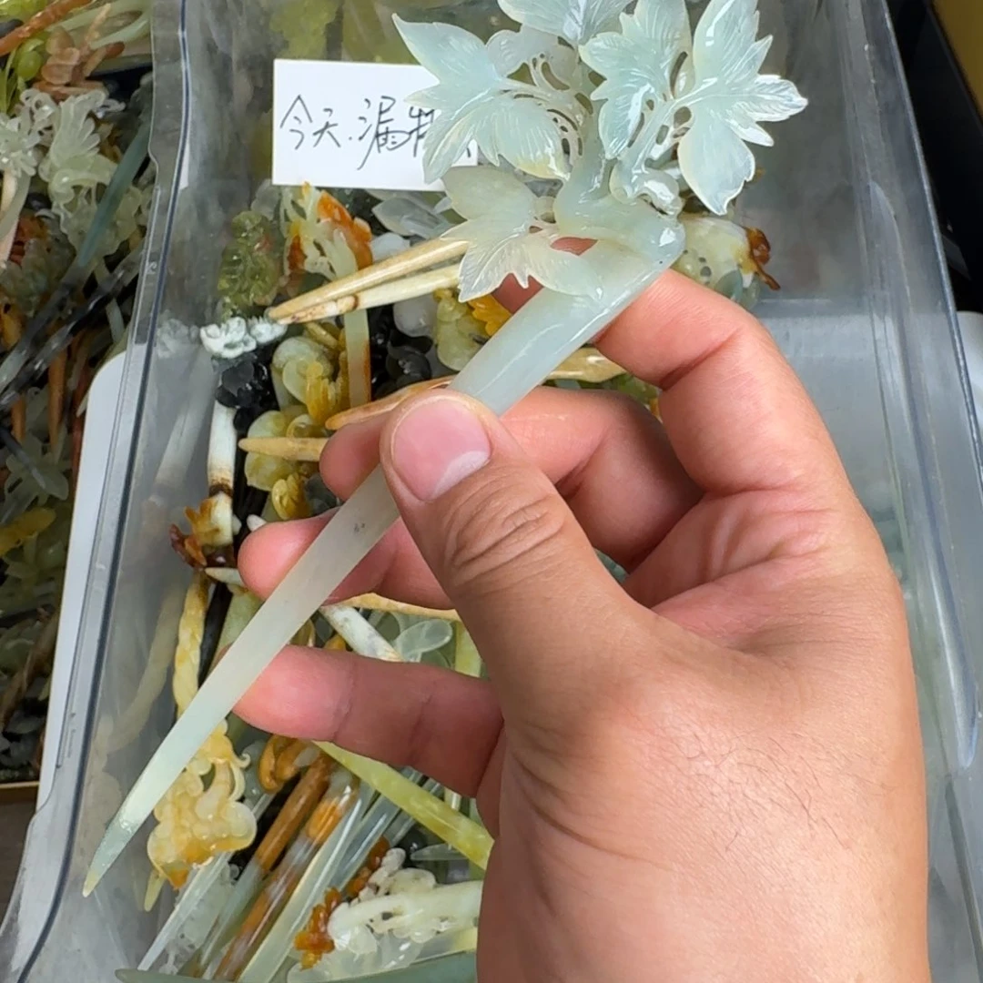 岫玉未镶嵌发饰明君玉簪就是好看