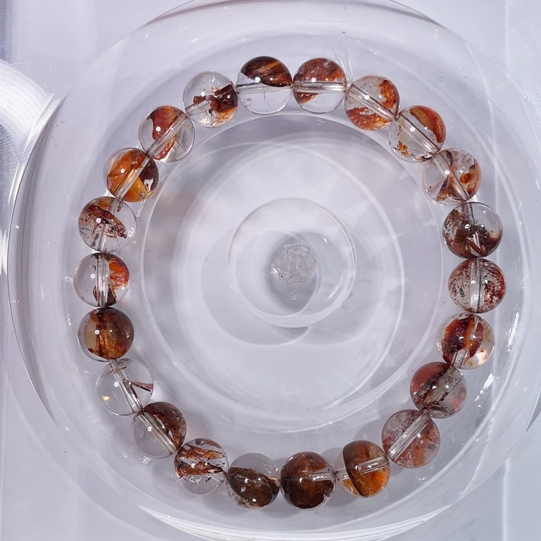 手串水晶未镶嵌8.5mm红泥骸骨