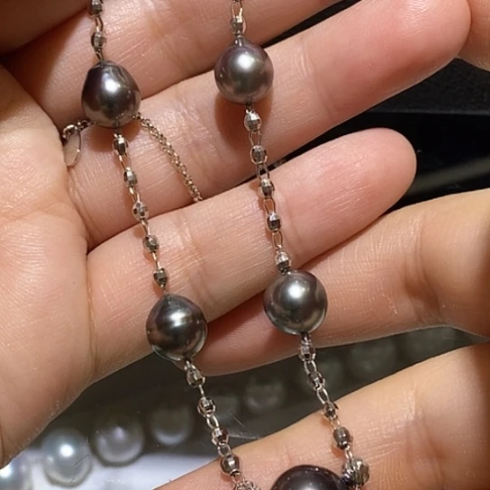银S925镶嵌海水珍珠颈饰8-12