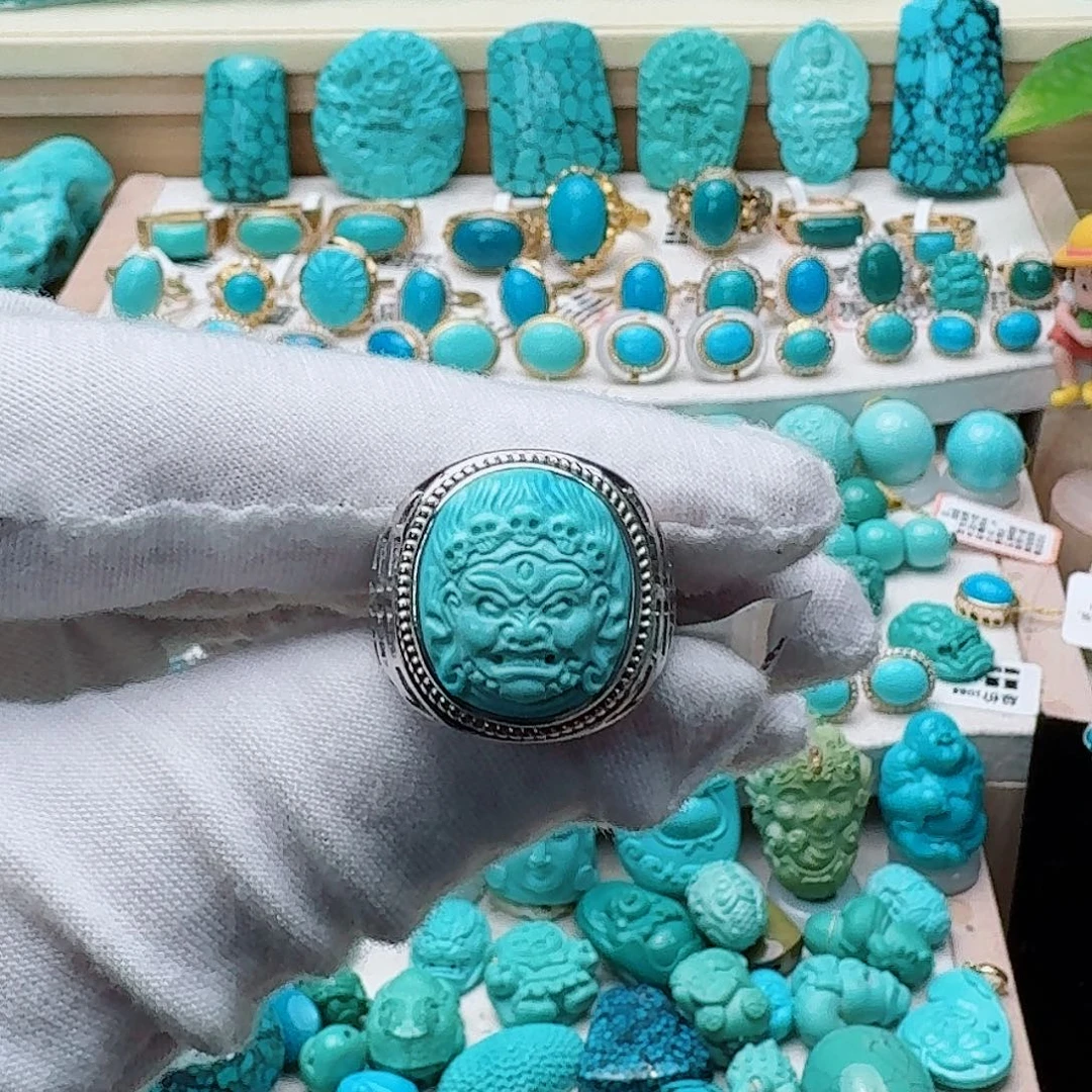 绿松石银S925镶嵌戒指