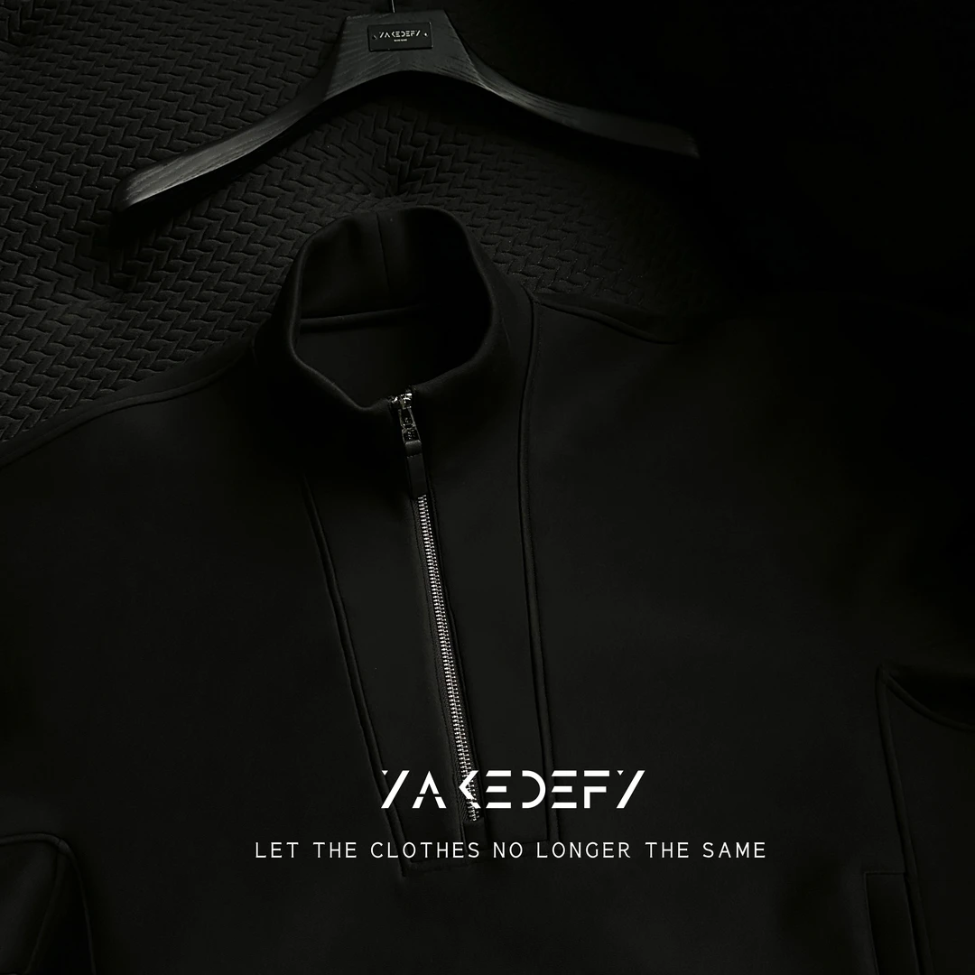 YAKEDEFY 黑武士 | 重磅定制雾面质感立裁半拉链高奢立领时装卫衣