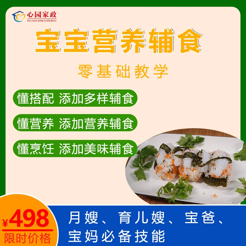 心园家政宝宝营养辅食零基础教学家政培训