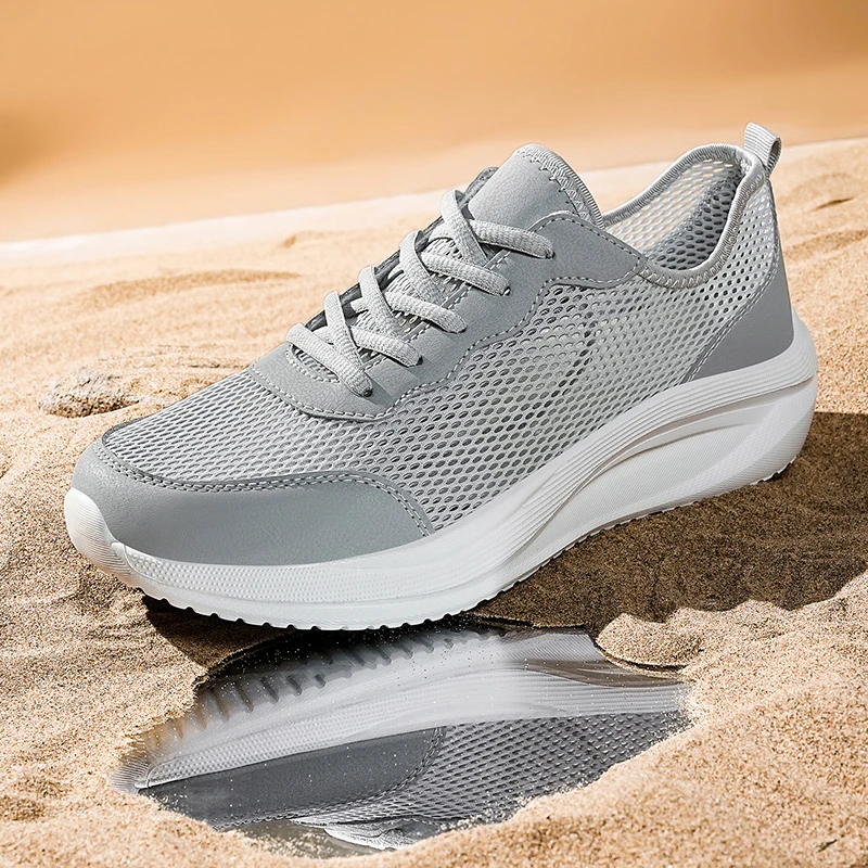 大码男鞋2025夏季新款网面透气休闲鞋单网舒适百搭男士轻质网面鞋