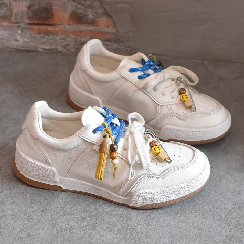 欧洲站女鞋爆款做旧厚底擦色小白鞋女2025秋新款休闲百搭板鞋ins