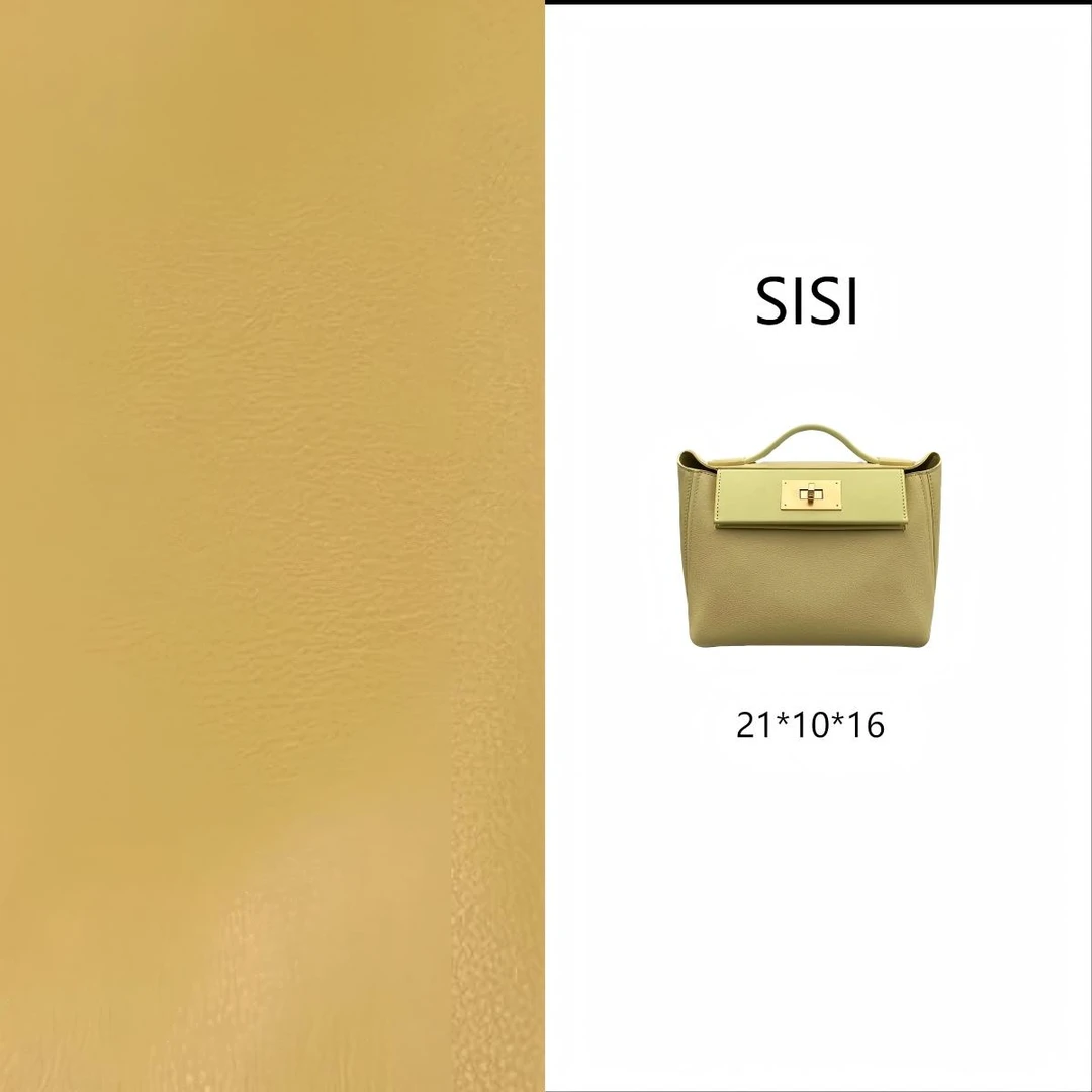【尺寸：21*10*16】SISI原创设计高定真皮 2424-21金扣黄色