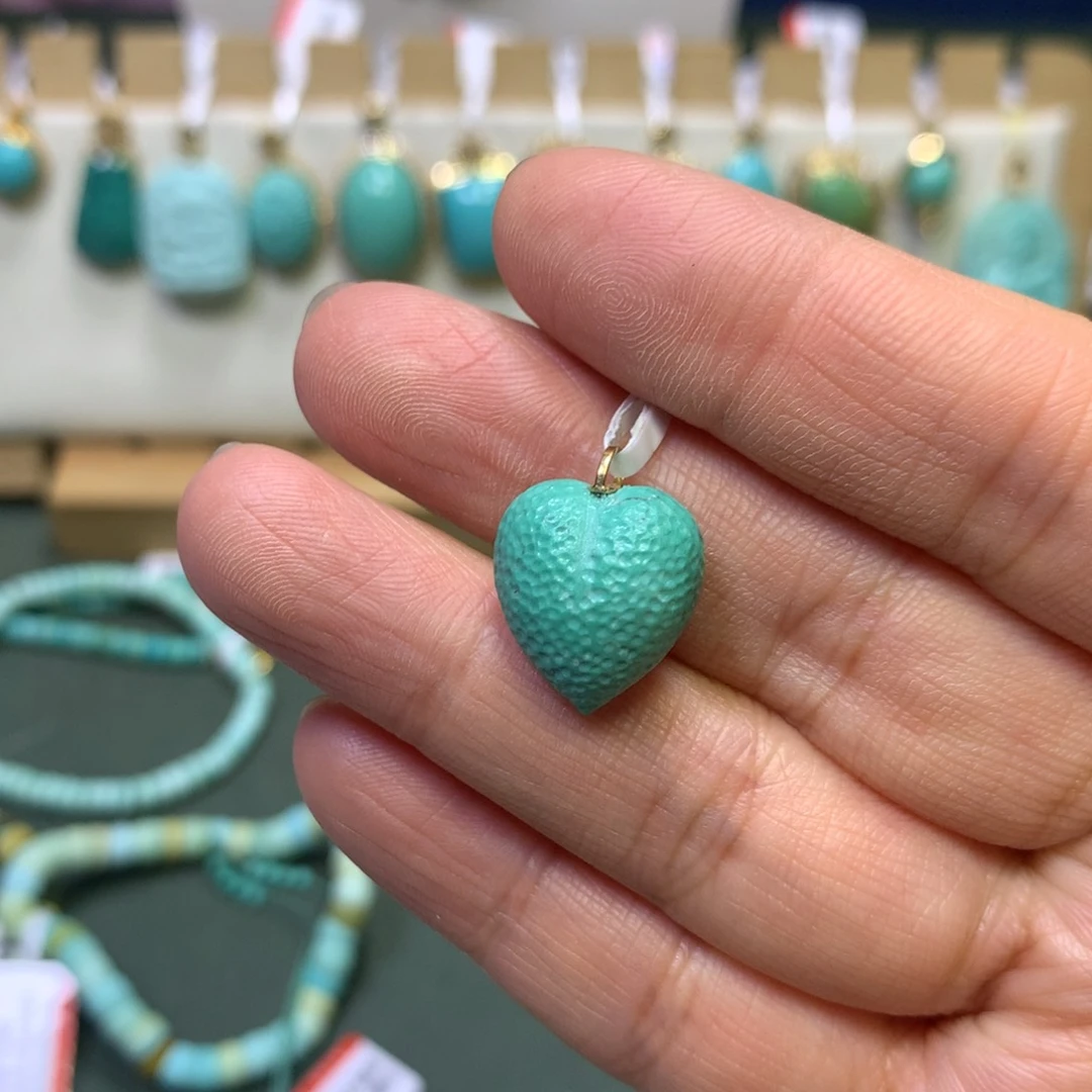 绿松石吊坠18K金镶嵌玲****签