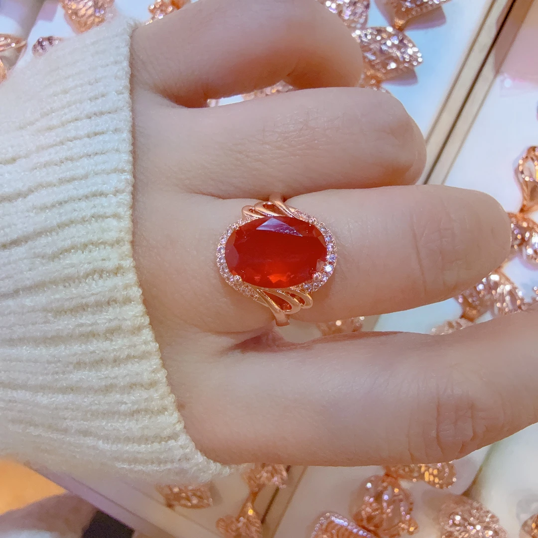 铜合金亚克力戒指 新款精美时尚玫瑰金色戒指kizil altun pasun