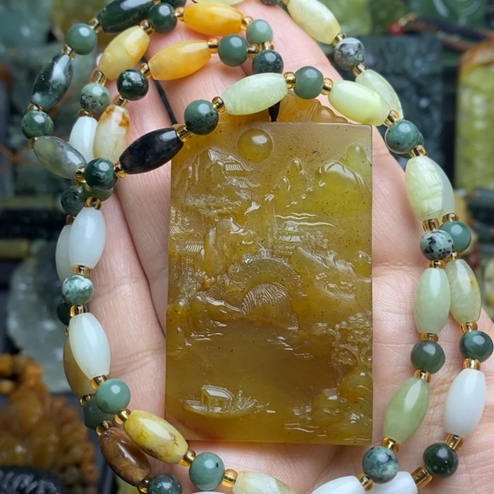 蛇纹石玉未镶嵌颈饰