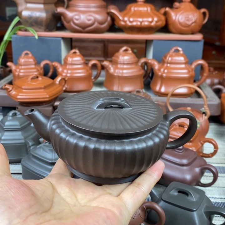 茶壶紫砂筋纹汉瓦260cc原生矿黑料双十一特价
