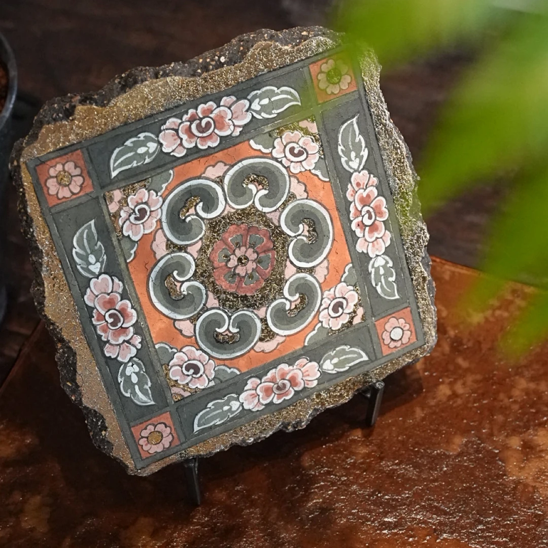 【星星】卓林国风敦煌壁画宝相花不规则吸水紫砂茶盘壶承