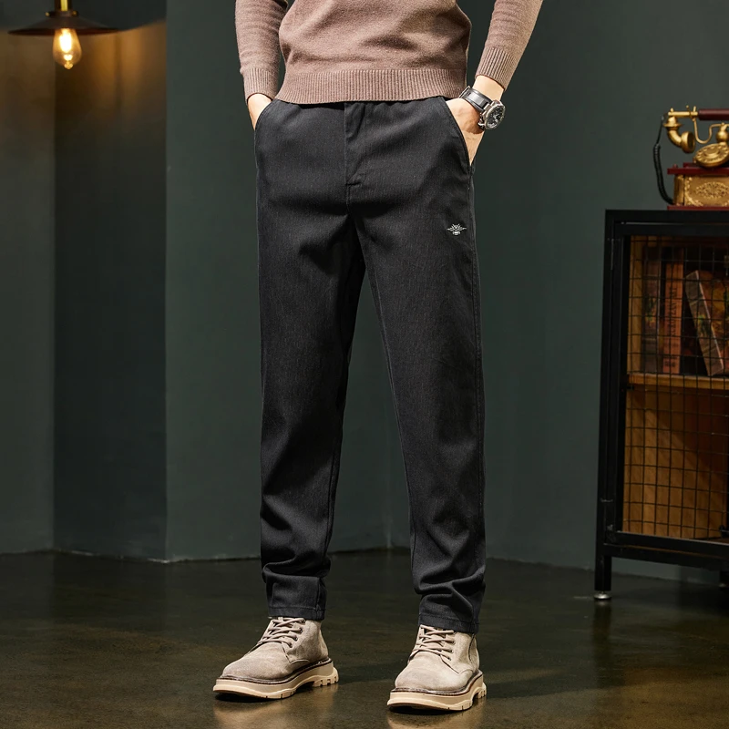 韩版修身休闲长裤男款商务潮直脚小脚弹力松紧腰四季通穿