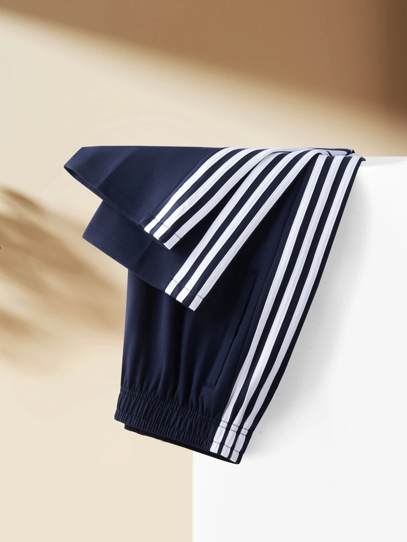 75棉春秋款校服裤子三条杠黑色藏青藏蓝弹力耐磨男女通用运动长裤