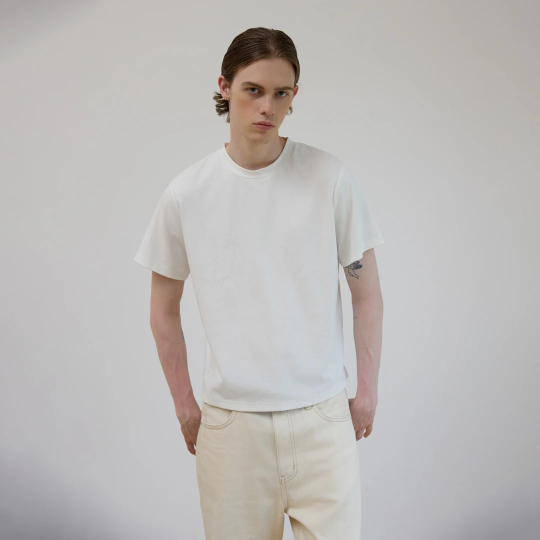 Set for life 25SS 匹马棉莫代尔混纺丝光基础圆领短袖黑白