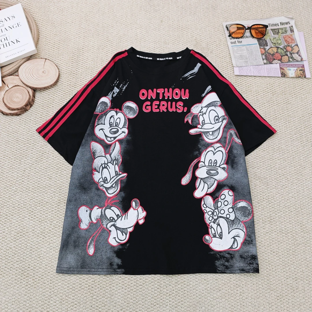 2025夏季新款宽松百搭时卡通印花短袖T恤2098