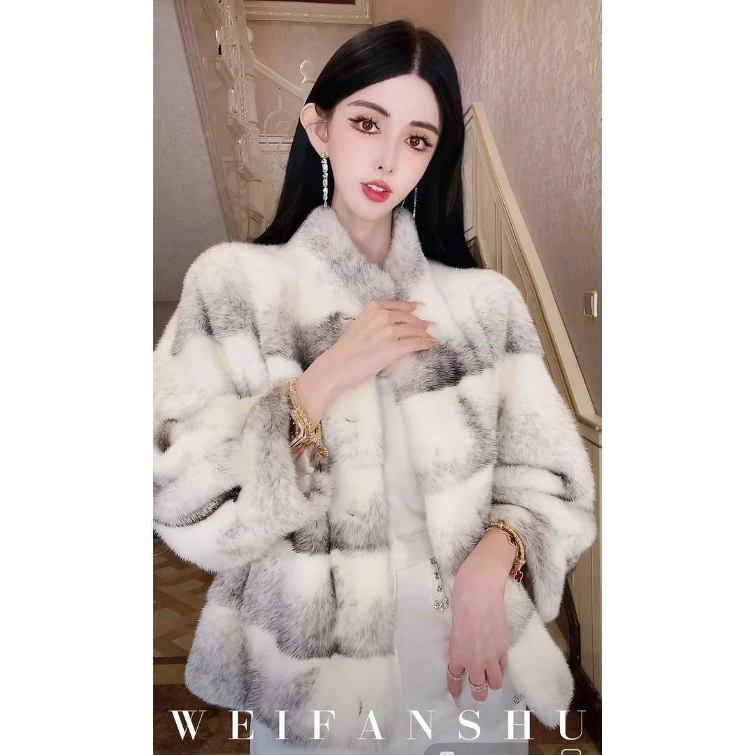 WEIFANSHU/魏凡舒【布拉格钟声】冬季新款时尚保暖贵妇十字水貂外套